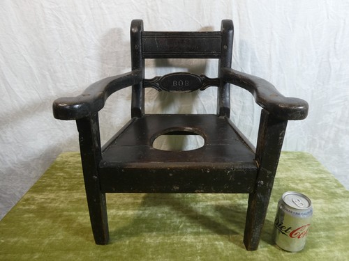 19thc childs wooden potty - 19thc, arm