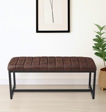 Dining Bench, Brown Leather