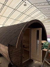 2.5m Barrel Sauna + Canopy. IN