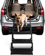 Dog Stairs for Car - Foldable Ramps Large Dogs with 5 Steps, Black 