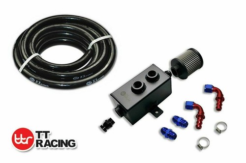 Black oil breather catch can - black,