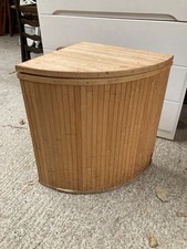 Vintage Retro Style Brown Wooden Corner Laundry Box Bin with Lid