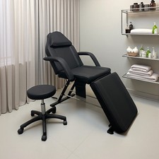 Beauty Bed Stool Set Adjustable Massage Table Spa Salon Bed Tattoo ReclinerBlack