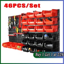 WALL MOUNTED TOOL PEG BOARD SET GARAGE STORAGE BINS WORKSHOP RACK SHED ORGANISER