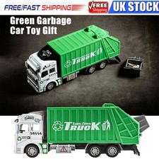 1:48 Garbage Truck Trash Bin Model Car Diecast Vehicle for Kid Gift Green Toy