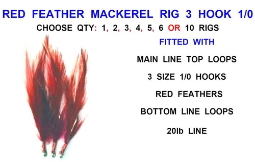 Red feather rig hook 0 - 3, 1/0