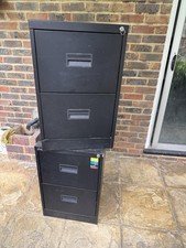 Metal Filing Cabinets, Two matching 2-Drawer Lockable Foolscap