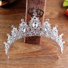 6.5cm Tall Drip Crytal Leaf Wedding Bridal Queen Princess Prom Tiara Crown Adult