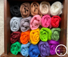 Heidifeathers® Needle Felting Wool 'Variety Mix' - 20 Colours Merino Wool - 100g