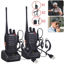 2 x Baofeng BF-888S Long Range Walkie Talkie UHF 16CH Two Way Radio+Headsets UK