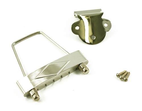 Archtop tailpiece nickel short - tailpiece,