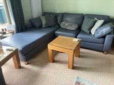  corner sofa and armchair in air force blue excellent quality Scottish leather. 