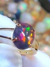 Genuine Black Opal Ring Engagement 925 Sterling Silver Handmade Fire Opal Rings