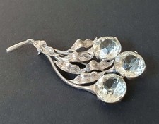 ANTIQUE ART NOUVEAU SOLID SILVER PASTE BROOCH LARGE