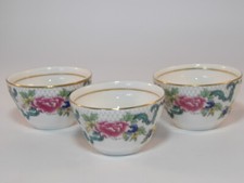3 Royal Doulton Booths Floradora Gold Edge Sauce Sugar Finger Bowls  c1990 VGC