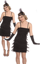 Ladies Black Flapper Costume 1920's Flapper Dress Adults Gatsby Outfit