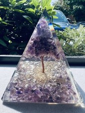 Large Amethyst crystal Orgonite Tree of Life Pyramid Healing Crystals