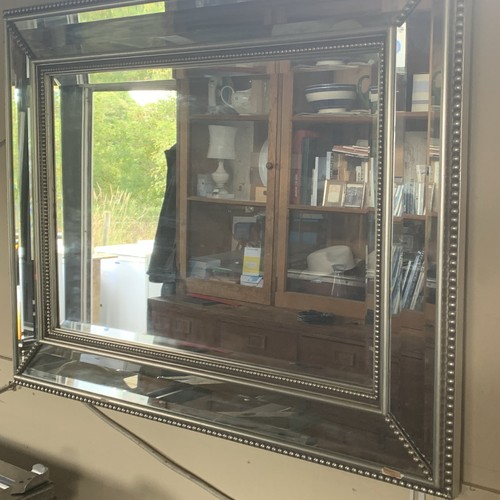 Large silver glass mirror wall - mirror,