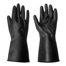 Extra Heavy Duty Rubber Gloves Black Household Long Gauntlet Tough Latex Pair