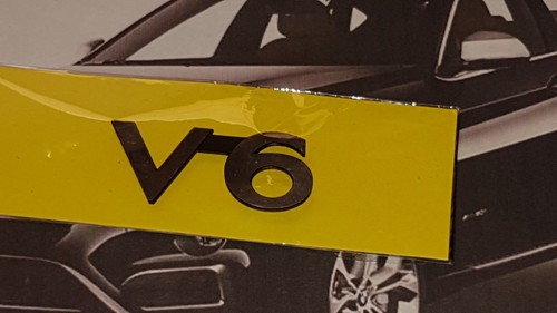 Chrome car badge - chrome, v6