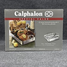 Calphalon Contemporary Stainless All Season Pan 13x16 Roaster w/ Rack LRS1805P