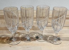 4 NEW Mikasa Uptown Crystal Stemmed Iced Tea Glasses Goblets Vertical Swirl Cuts