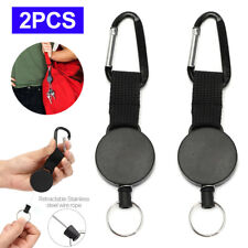 2x Heavy-Duty Retractable Key Chain Pull Key Ring Recoil Badge Holder Wire Rope