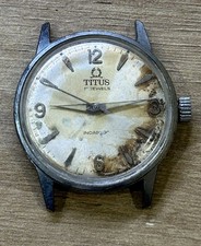 Vintage Titus 17J Mechanical Mens Dress Watch - Running, Damaged Dial