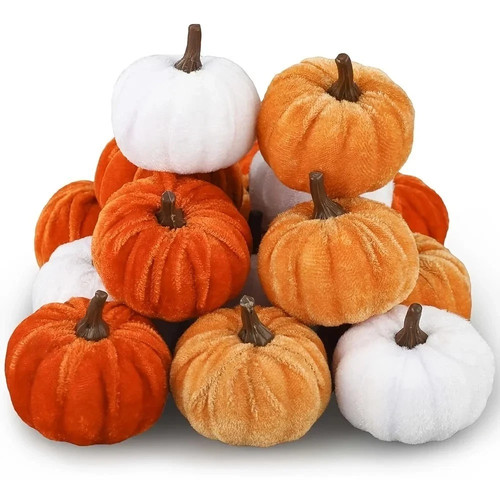 9pcs velvet pumpkins autumn - 9pcs,