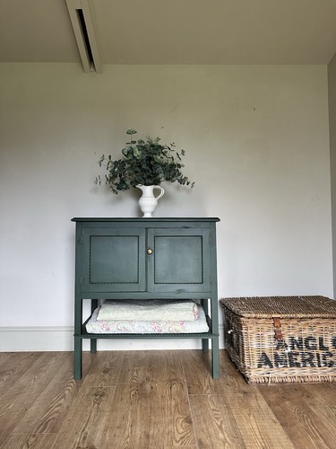 Painted linen larder cupboard - larder,