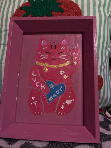 Hand painted lucky cat - in, a