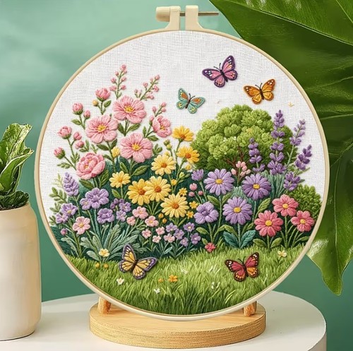 Butterfly garden embroidery - garden,