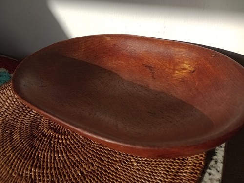 Rustic wooden serving bowl - rustic, mid