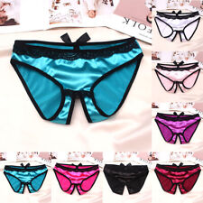 Women Silk Satin Underwear Briefs Panties G-string Bikini Crotchless Knickers UK