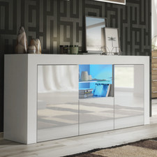 Sideboard 145cm | TV Unit | Modern Stand | White Gloss Doors | Free LED ⭐⭐⭐⭐⭐