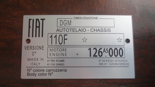 Nameplate chassis fiat 110f - fiat,