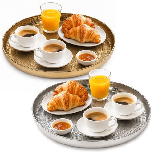 34cm round metal serving tray - metal,