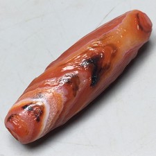 Rare Tibetan Natural Silkworm Line Old Agate Baed S0809