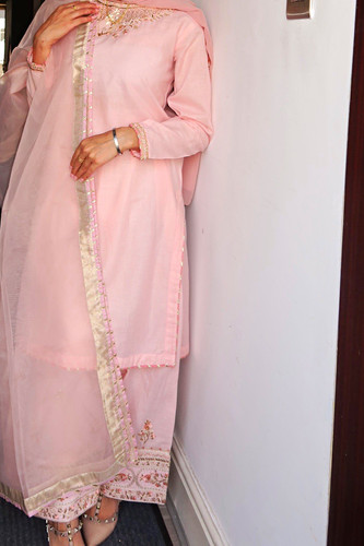 Pink chiffon embroidered - pink,
