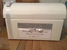 IVORY/WHITE DIAMANTE GLITTER WEDDING POST BOX WEDDING CHEST EVERY COLOUR NEW