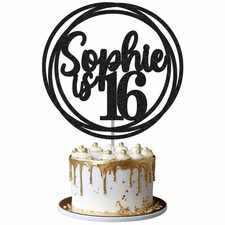 Personalised Happy Birthday Cake Topper Any Age Name 16th 18th 21st 30th 50th