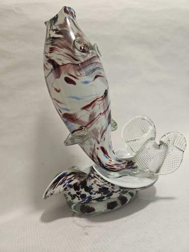 Vintage art glass dolphin - art, &