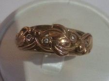 9 Carat Clogau Gold Tree of Life Ring with 4 Diamonds Size O