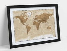VINTAGE WORLD MAP -ART FRAMED