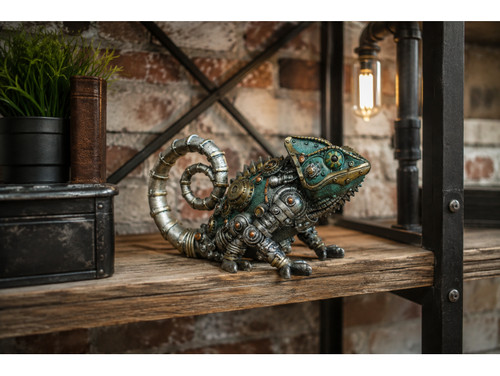 Steampunk chameleon lizard - steampunk,