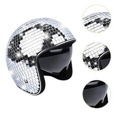 Disco Ball Helmet With Retractable Visor- Disco Cap Helmet Glitter Mirror Glass