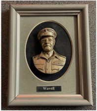 FIELD MARSHAL WAVELL,FRAMED PEWTER HIGH RELIEF BUST,BY ROYAL HAMPSHIRE.