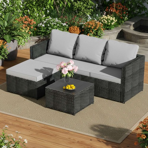 Garden rattan furniture set - furniture,