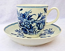 Worcester Three Flowers Pattern Coffee Cup & Saucer  - 1770-1780.