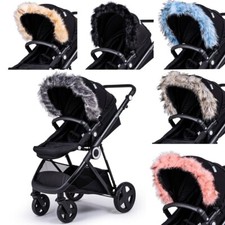 Pram Fur Hood Trim Attachment For Pushchair Compatible with Maclaren